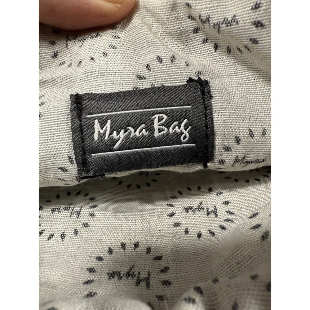 Myra Bag Leather Canvas‎ Wristlet Clutch Yellow Black Boho Geometric Pouch